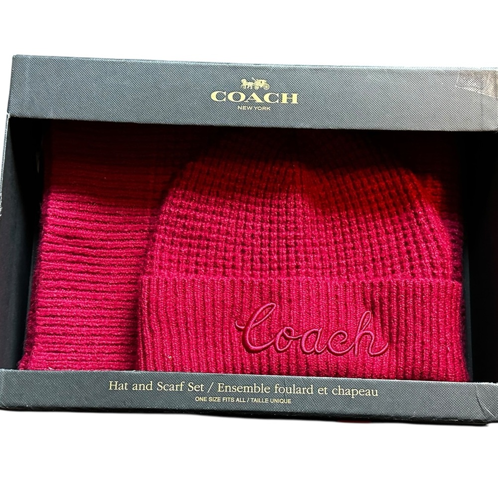 NWT Coach Red Hat and Scarf Set